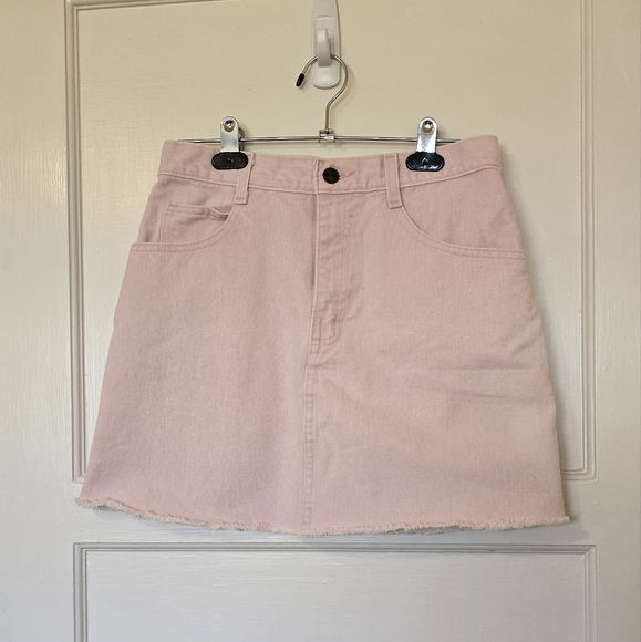 Palmettos Light Pink Denim Mini Skirt - Picture 1 of 5